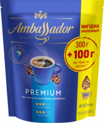 Растворимый кофе Ambassador Premium 300+100 г